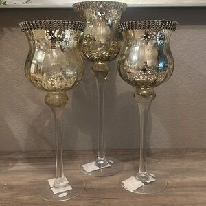 Elegant Glass Candle Holders with Metallic Accents